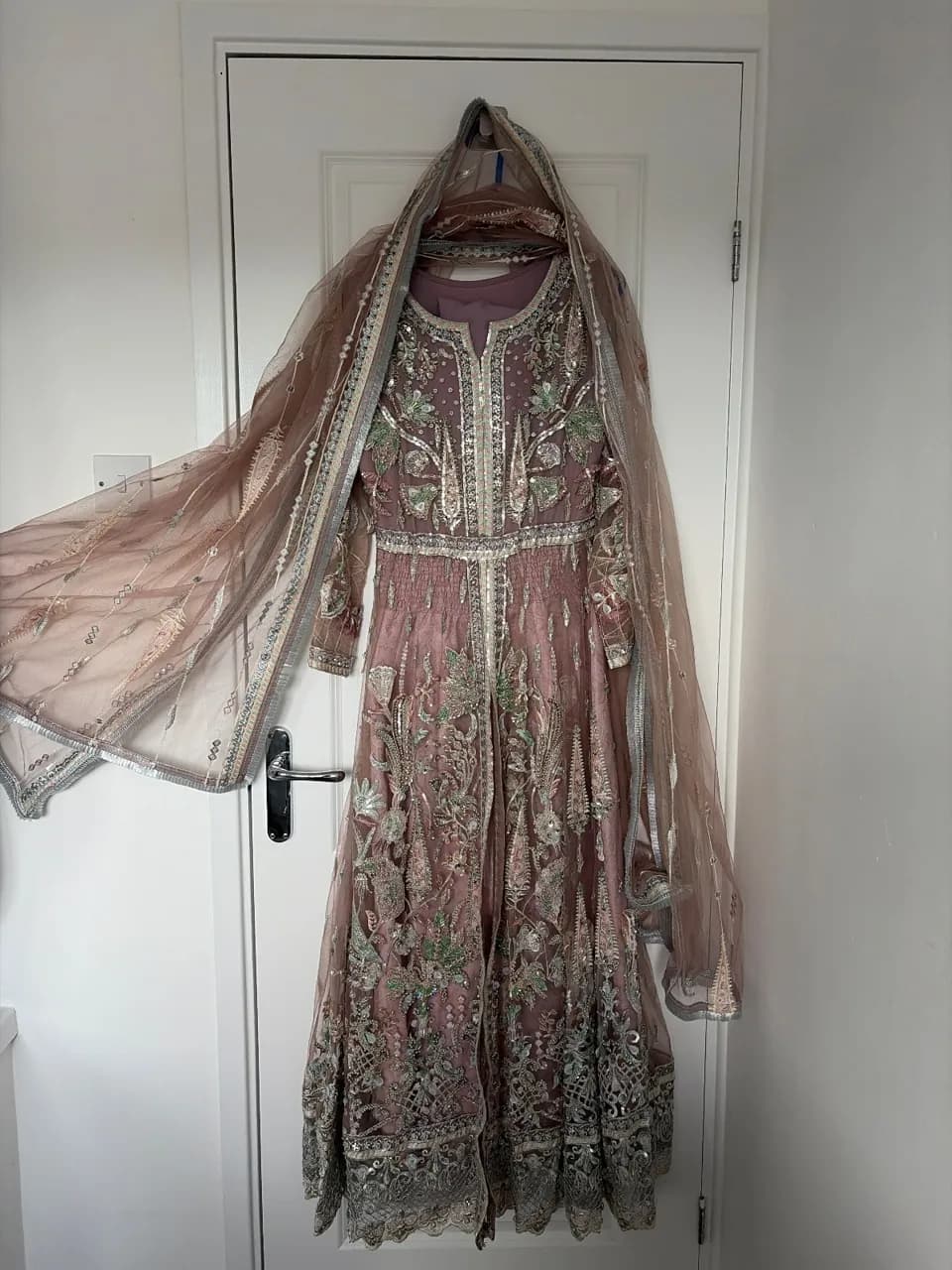 Party or wedding guest outfit. Beautiful embroidery with sequins — image 1