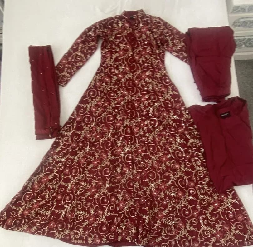 Women’s Red Dress with Intricate gold details, Size Small