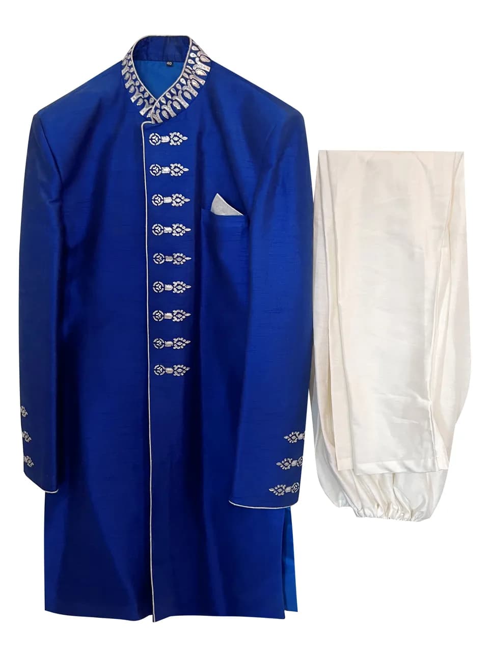 Royal Blue sherwani with white Churidar — image 1