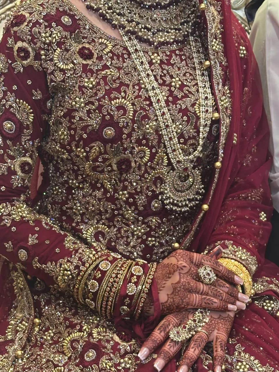 Bridal Maroon Lengha- Heavy embellishment — image 1