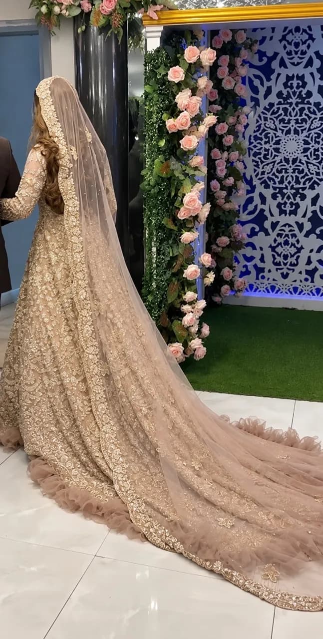 Custom made Asian bridal dress, dupatta, bag & jewellery — image 1