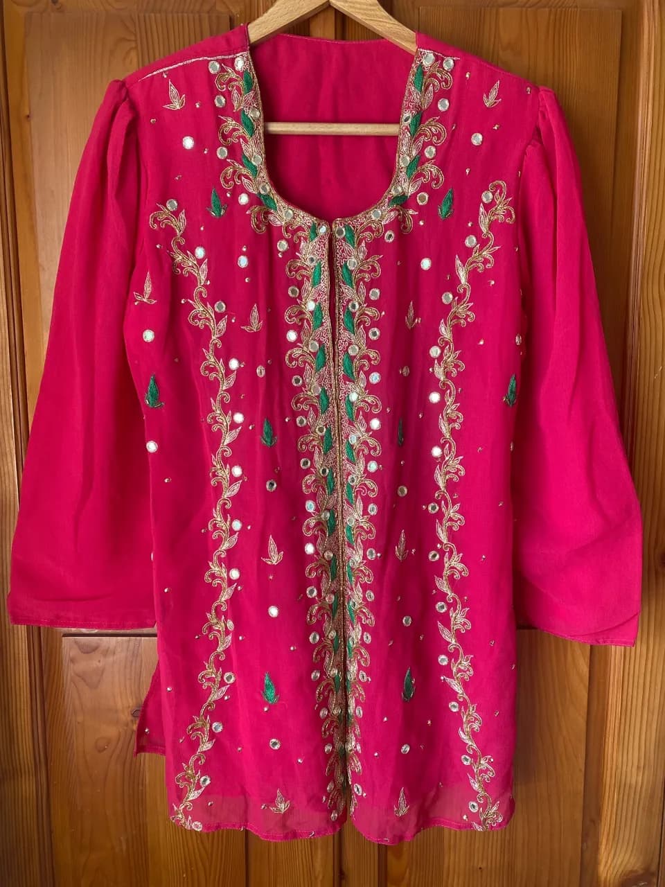 Pink & Green Embroidered Traditional 3-Piece Outfit - OBO — image 1