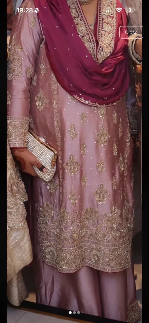 Elegant Mauve Embroidered 3-Piece Suit - Like New — image 1