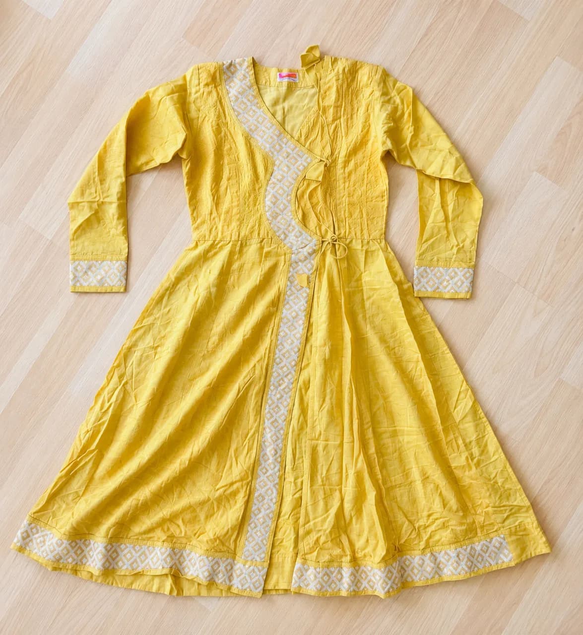 Rukhmani mustard yellow Indian maxi dress UK 12 new
