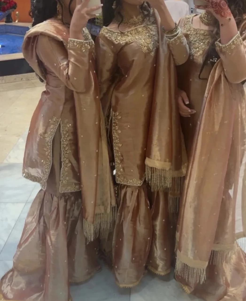Rose Gold kameez and gharara trousers