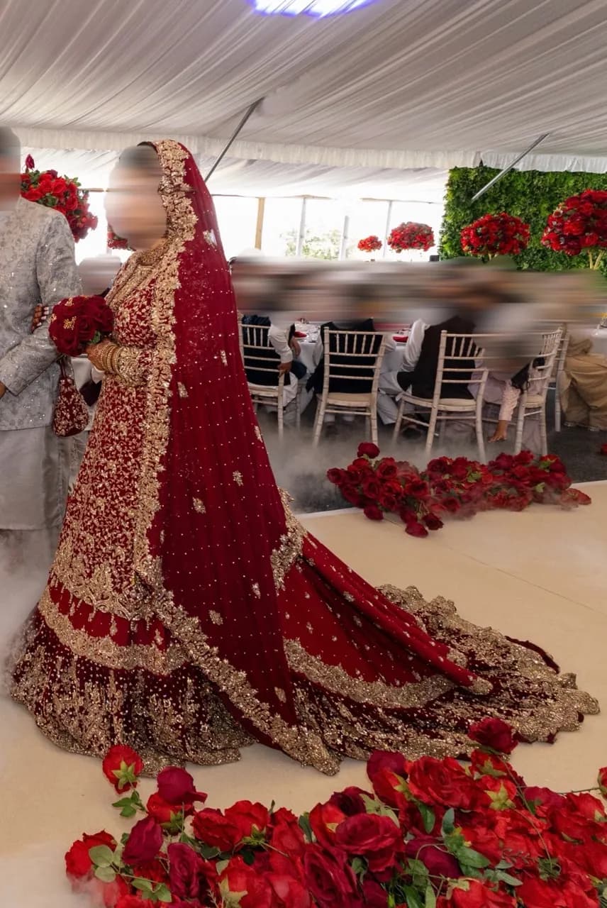 Bridal Maroon Lengha - Heavy