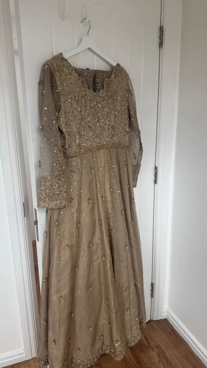 Champagne gold long dress/ lengha — image 1