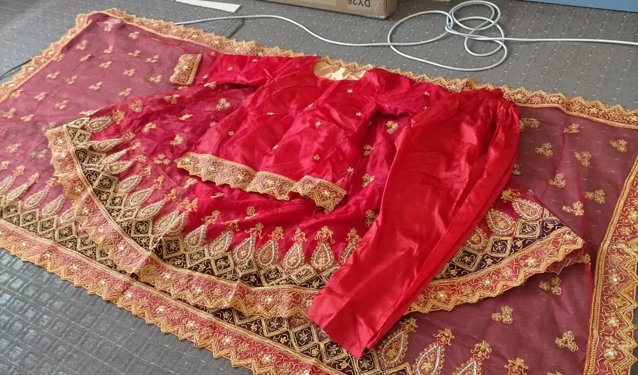 Red and Gold 3 piece Bridal wear — image 1