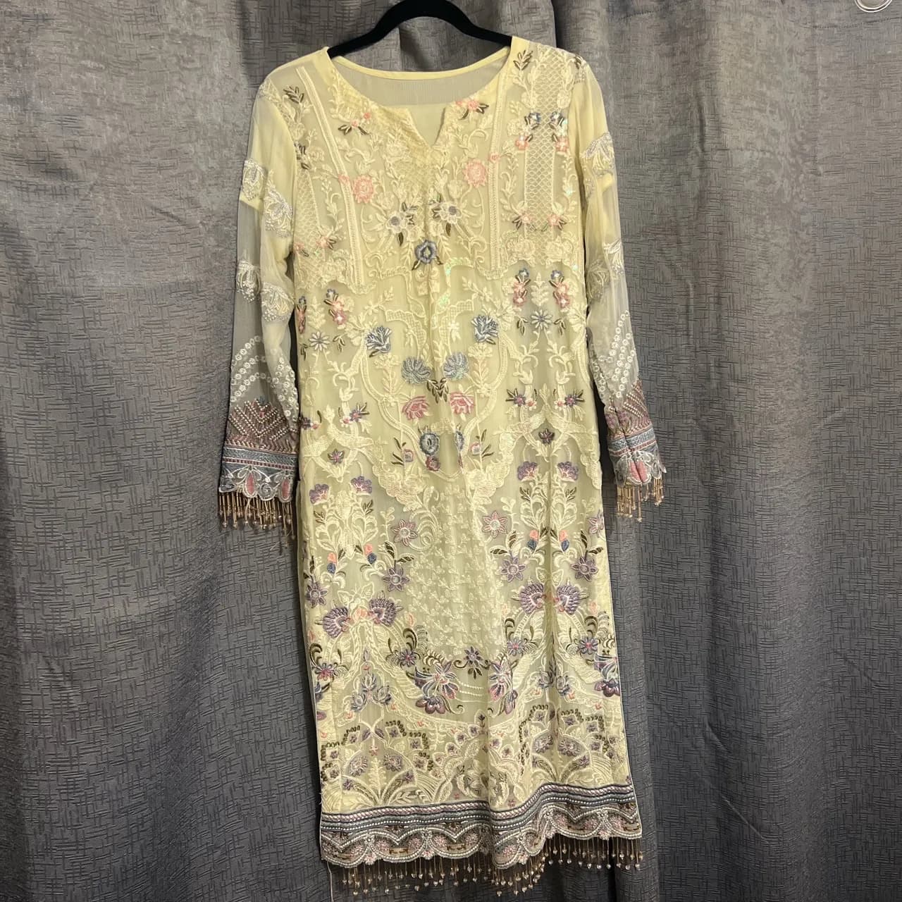 Baroque white pewter Asian trouser and kameez — image 1