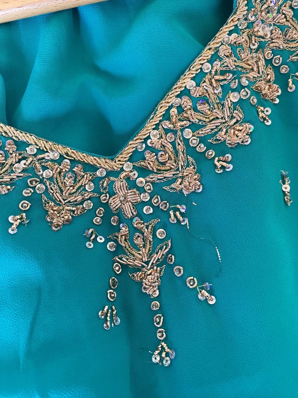 Turquoise / Teal with Silver-Toned Embellishment OBO — image 1
