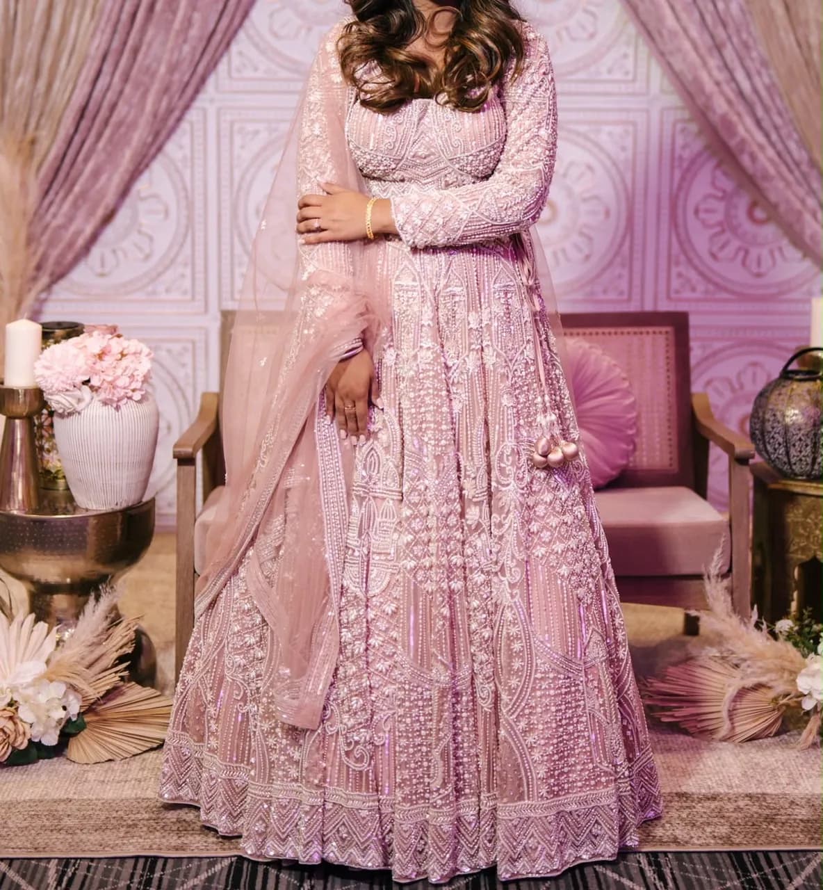 Kiran's Birmingham Blush Pink Embroidered Lehenga — RRP £1000 | £600 | Worn Once — image 1