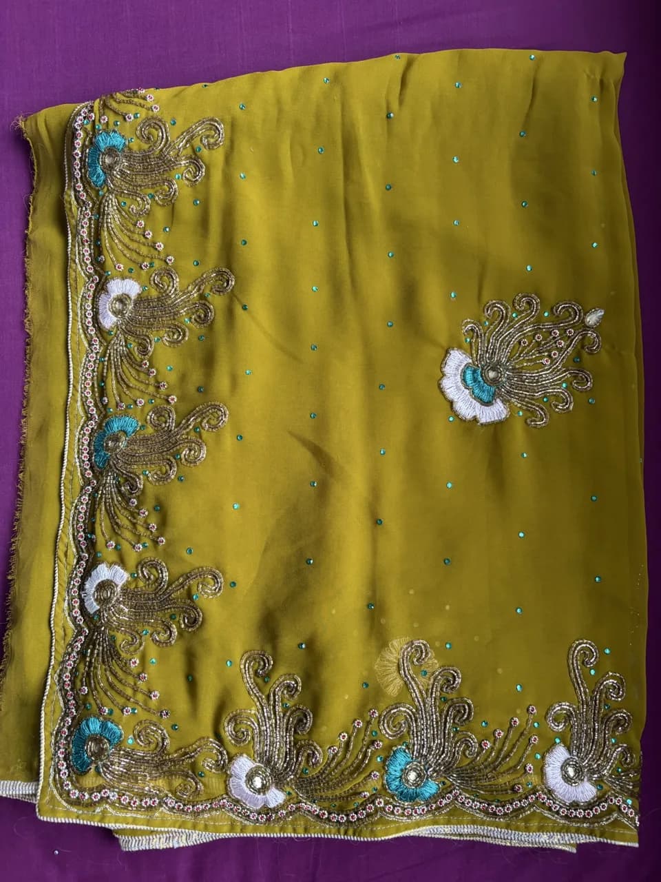 Yellow Saari with Blue Detailing — image 1