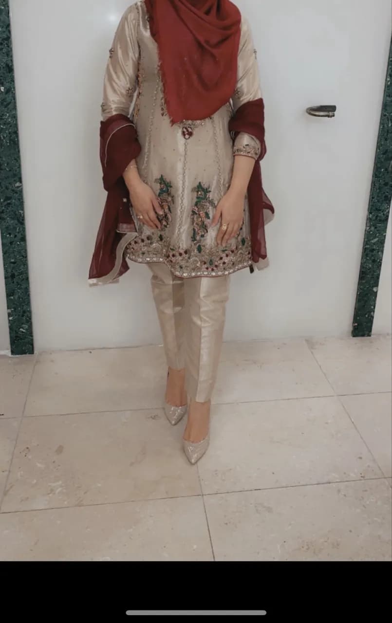 A-line frock with trousers and dupatta — image 1