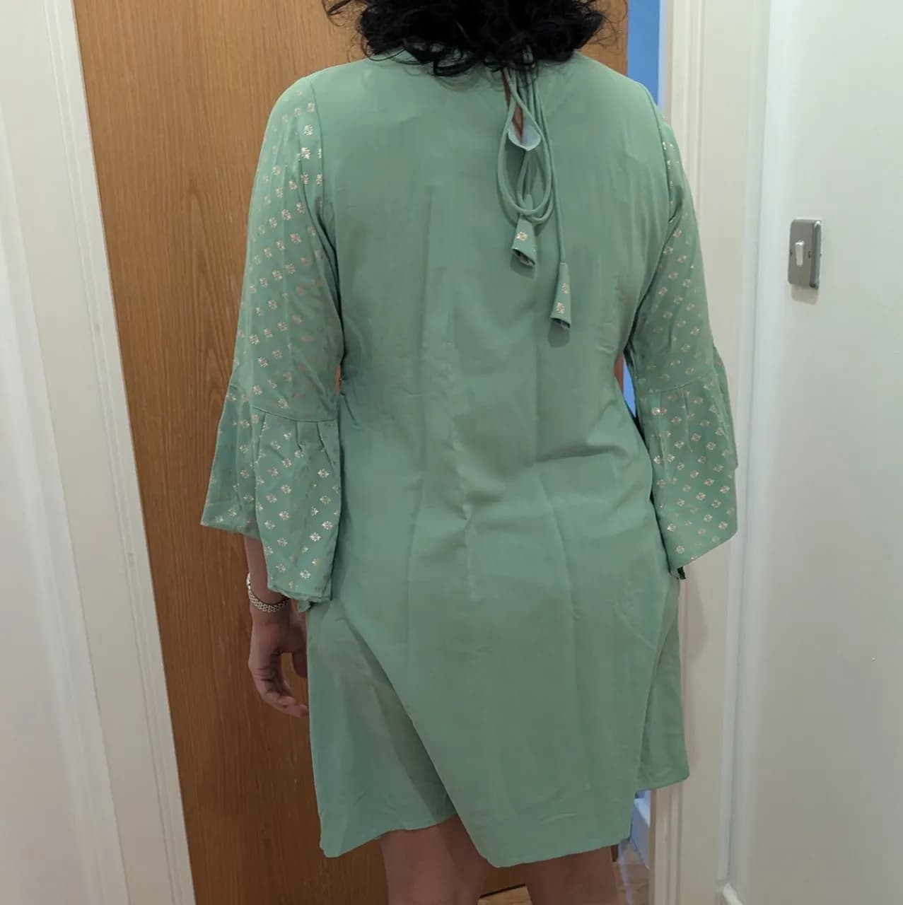 Light Green Summer Kurtas with Bell Sleeves