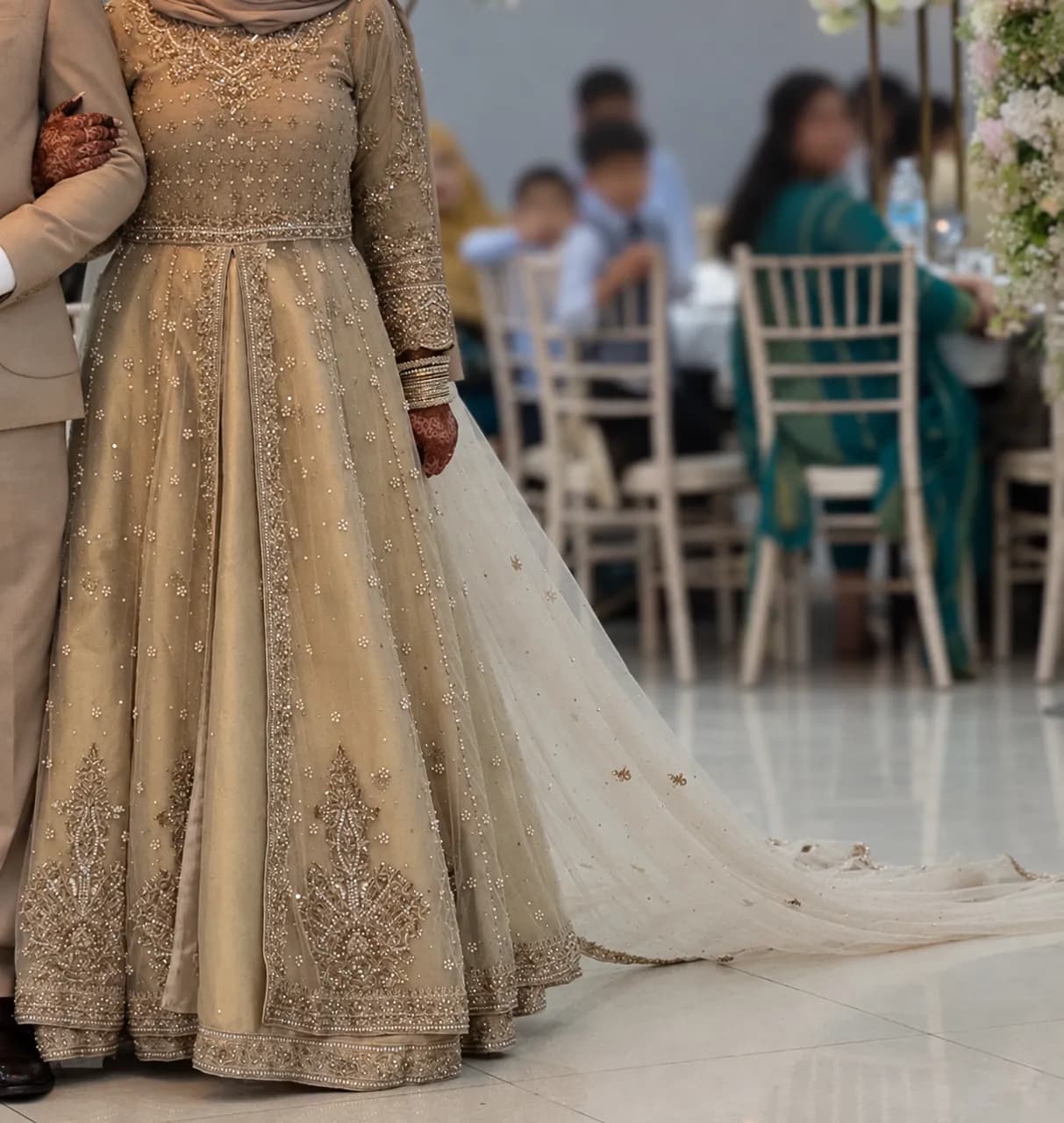 Champagne gold bridal dress lehenga — image 1