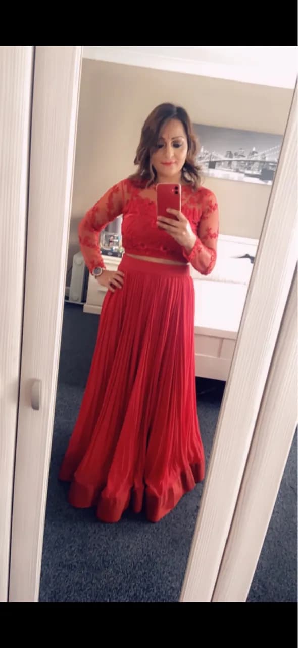 Red party lengha size small UK 8 — image 1