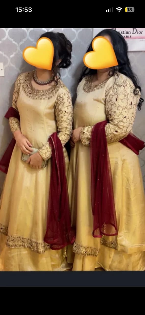 Gold lengha with matchijg undress and burgundy scard — image 1