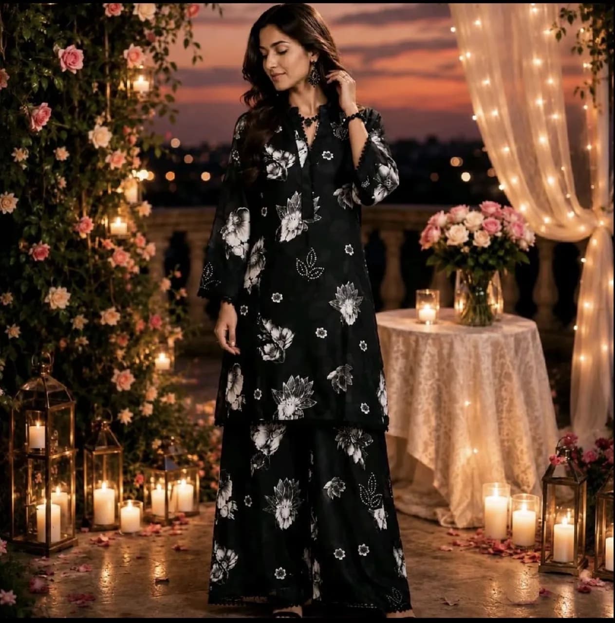 Black floral Salwar Kameez 2 piece No Refund — image 1