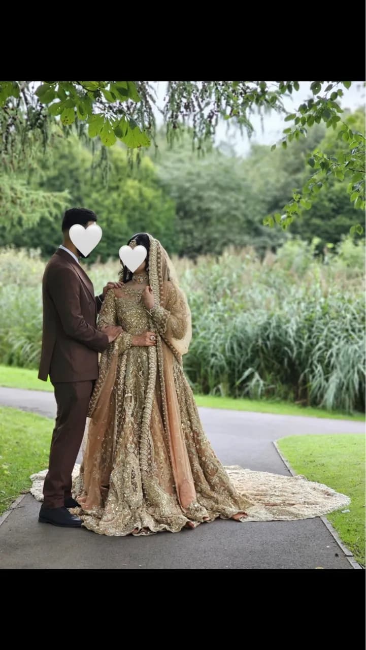 Erum khan couture bridal walima dress/gown with huge trail — image 1