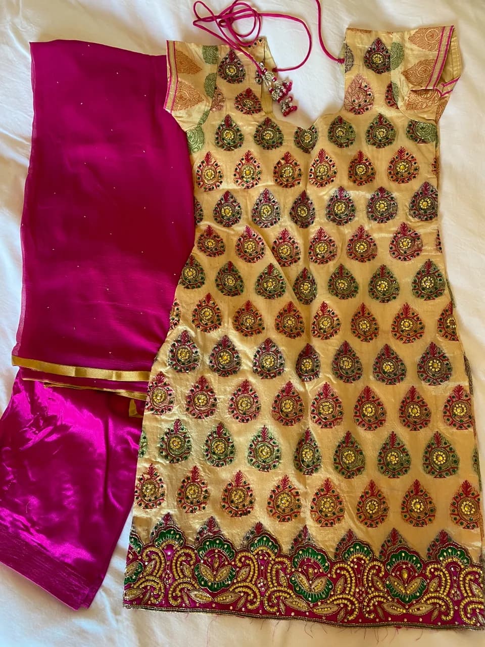 Rani Fuchsia & Gold Embellished 3-Piece Suit - OBO — image 1