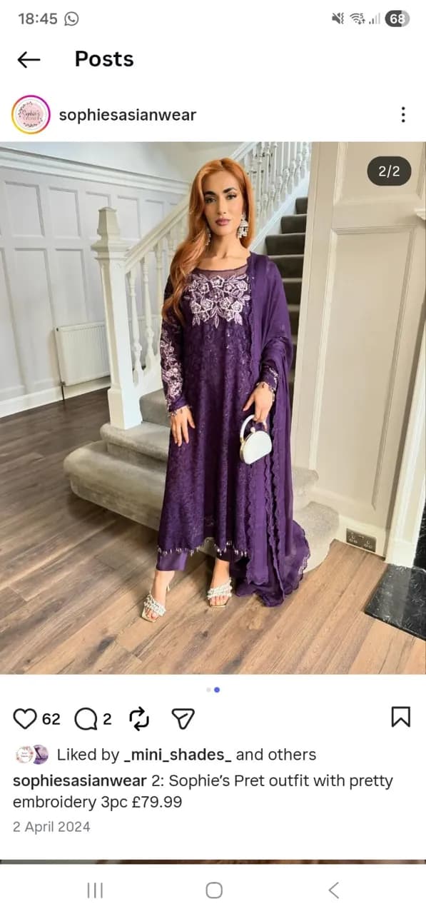 Purple embroidered outfit S — image 1