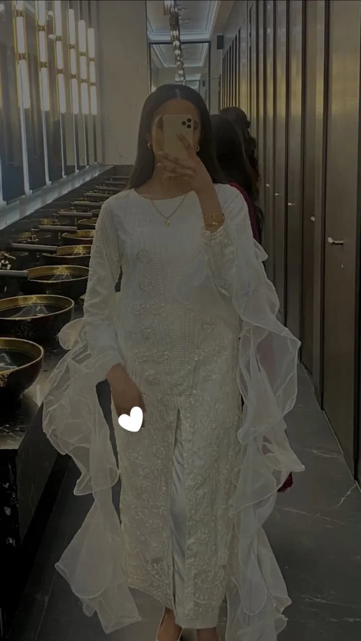 Angelic white Pakistani suit