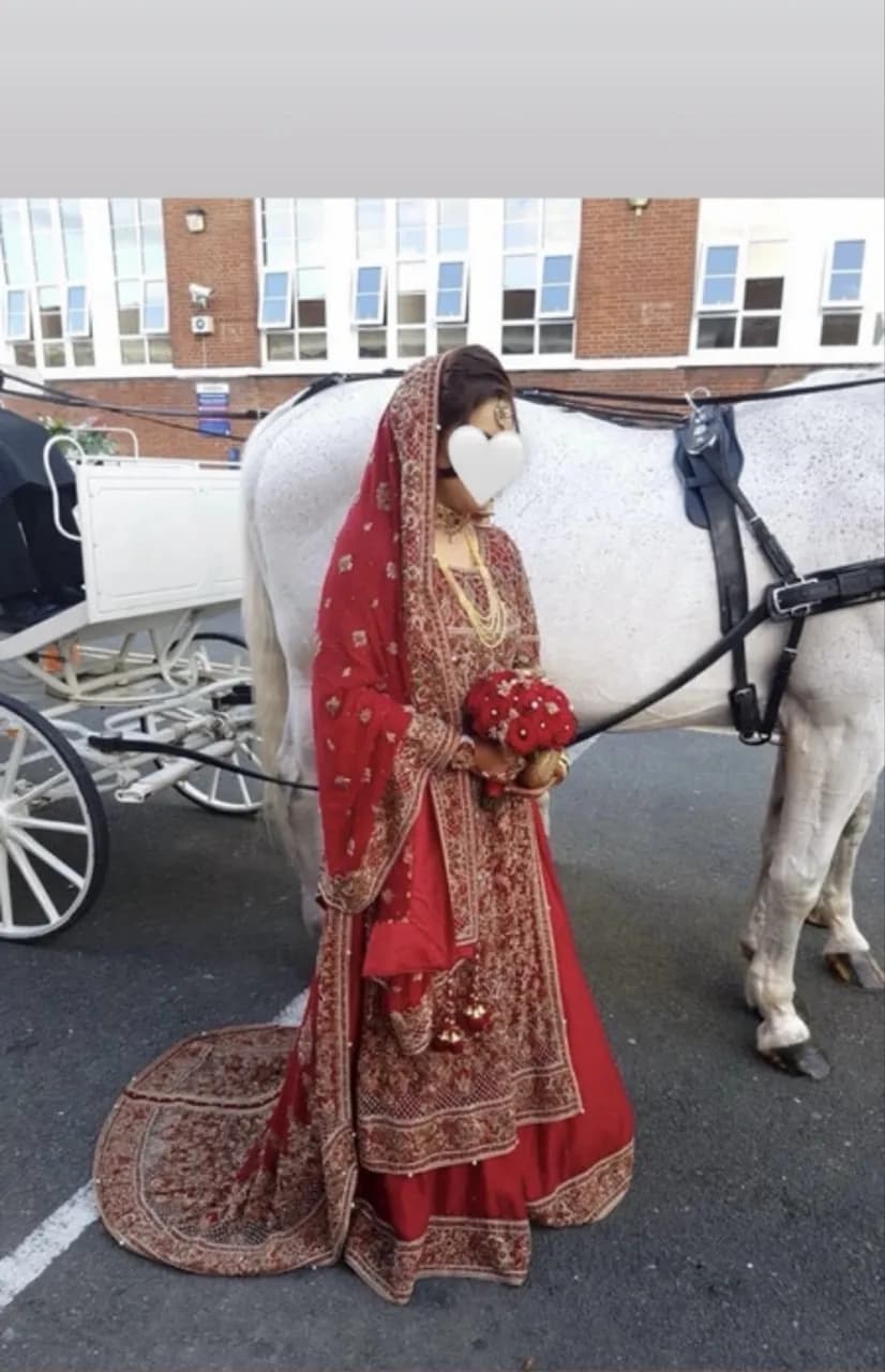 Red bridal lengha with dupatta — image 1