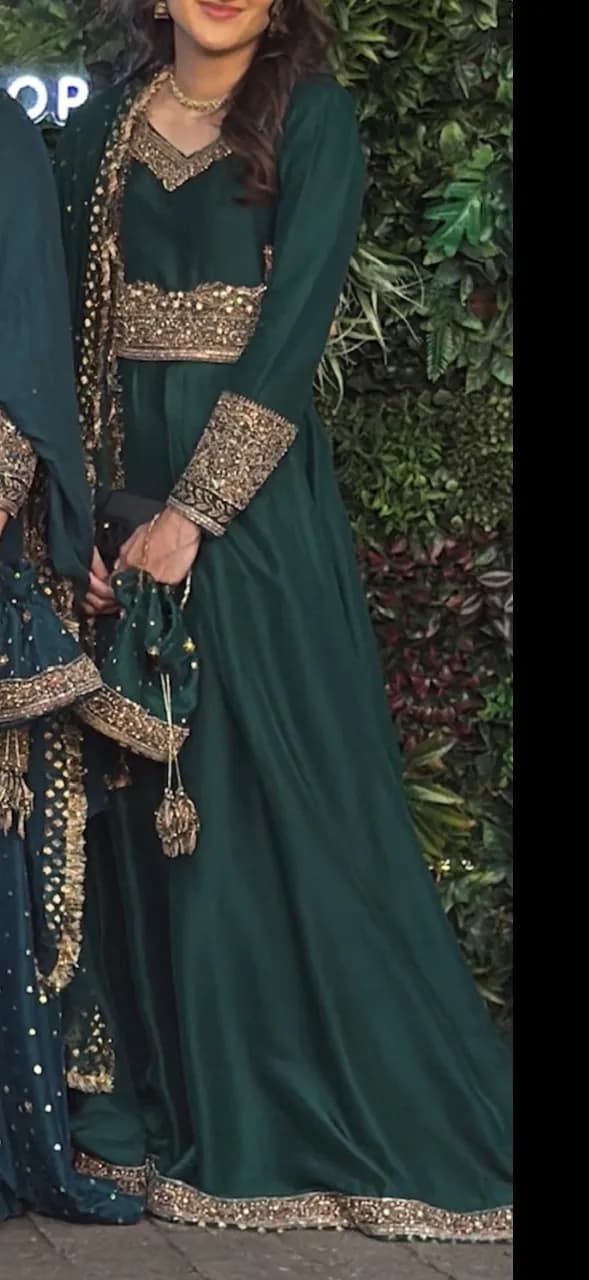 Emerald green top and lengha — image 1