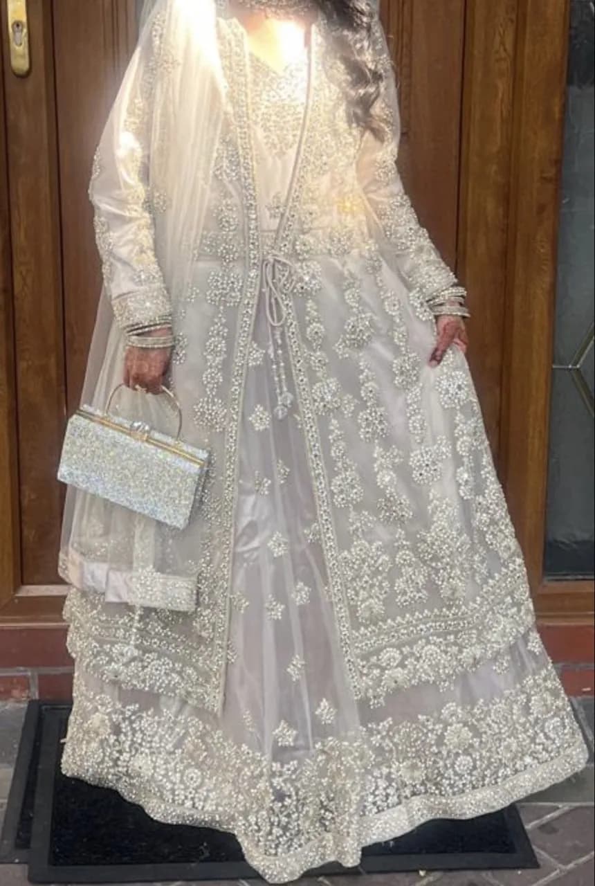 Luxury Silver Grey Embroidered Pakistani Suit — image 1