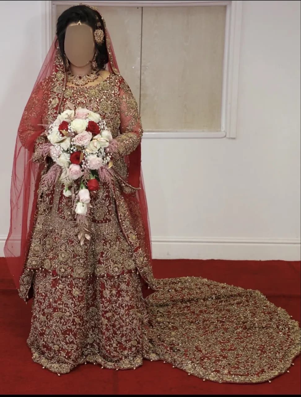 Red bridal lehenga — image 1