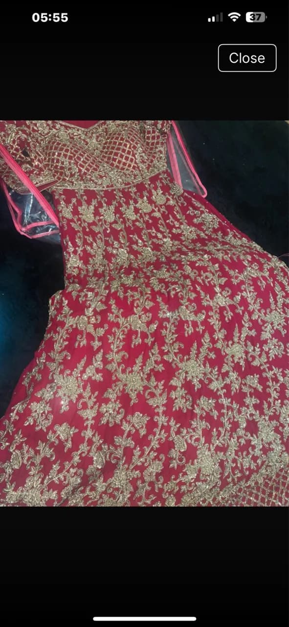 Bridal gown, bag & dupatta