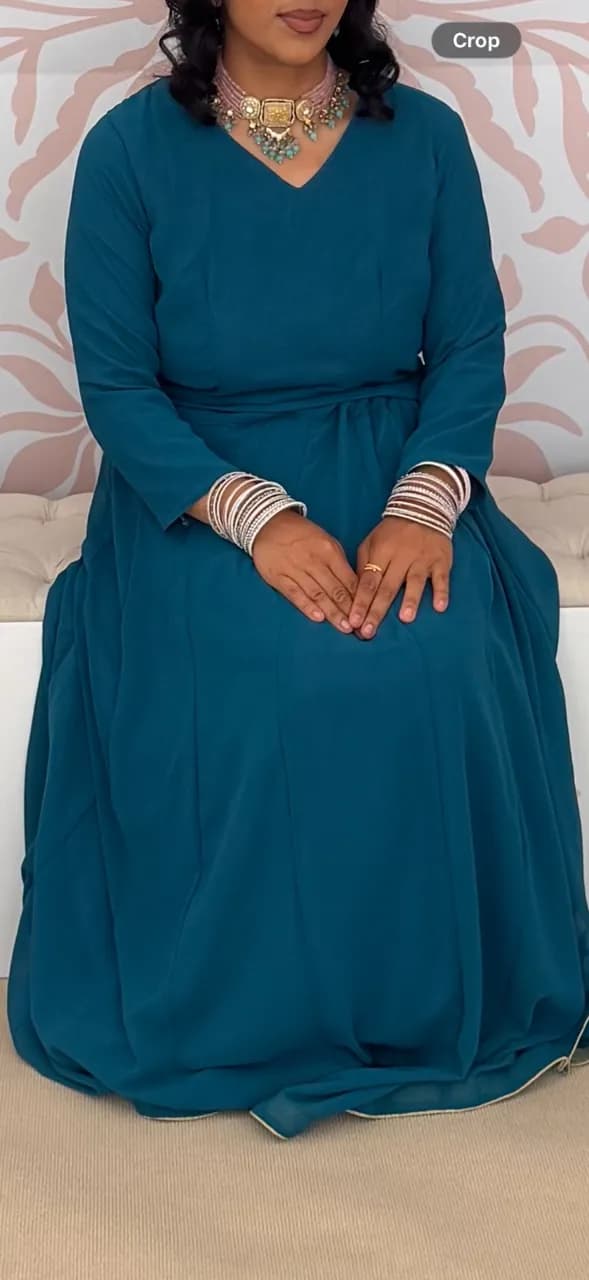 Teal blue plain lengha (tailored) — image 1