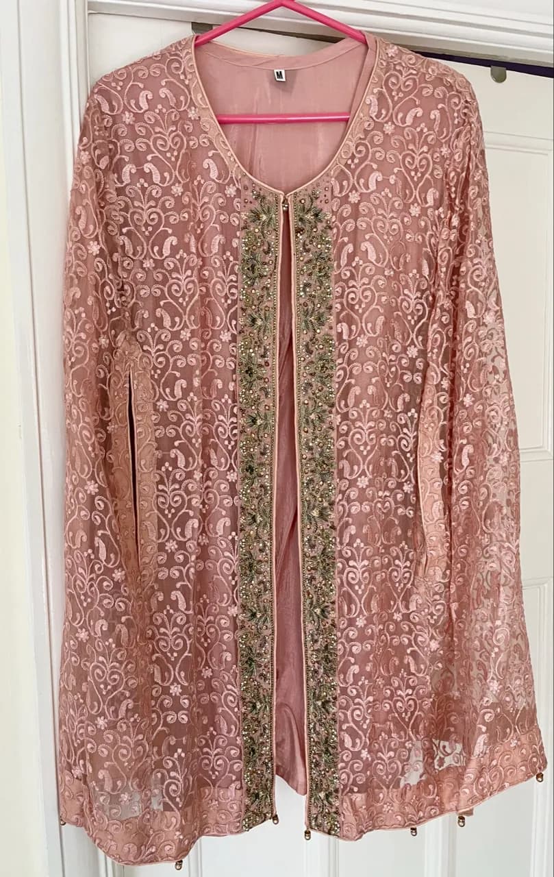 Peach lace occasion wear — image 1