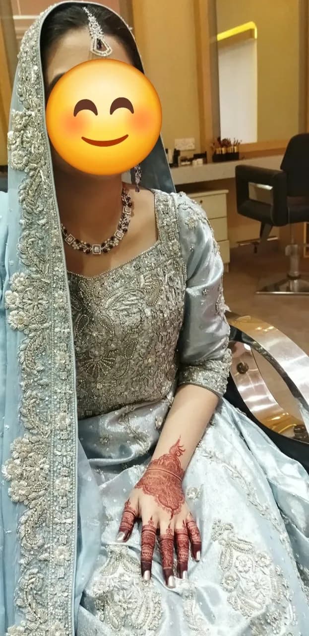 Elegant Blue Embellished Maxi with Dupatta And Trouser, Jewellery Set and Purse — image 1