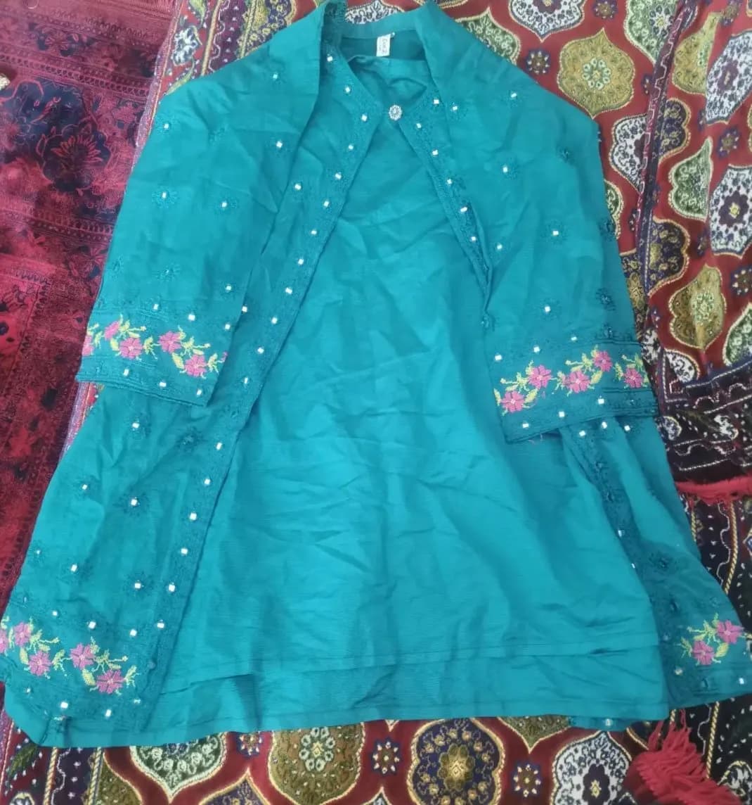 Teal Green Traditional Embroidered Salwar Kameez Set