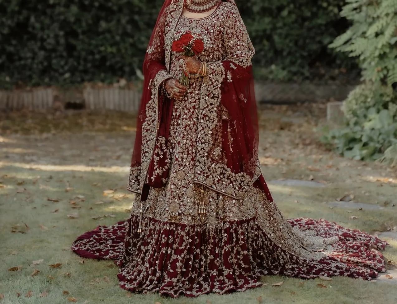 Red bridal lengha — image 1