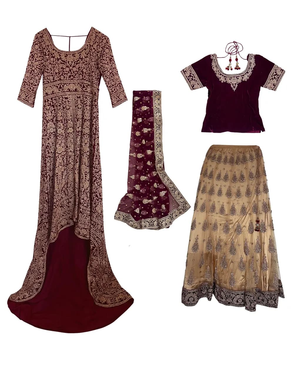 2-in-1 Burgundy & Gold Indian Wedding/Party Outfit — image 1