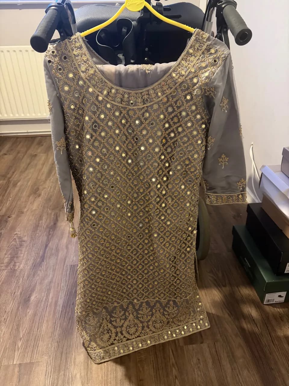 Silver gold party wear with mirrors