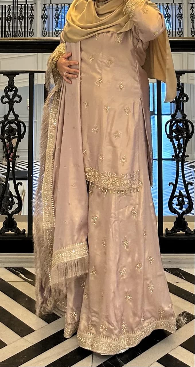 Stunning Purple 3 Piece Suit for Wedding Guest- Gharara