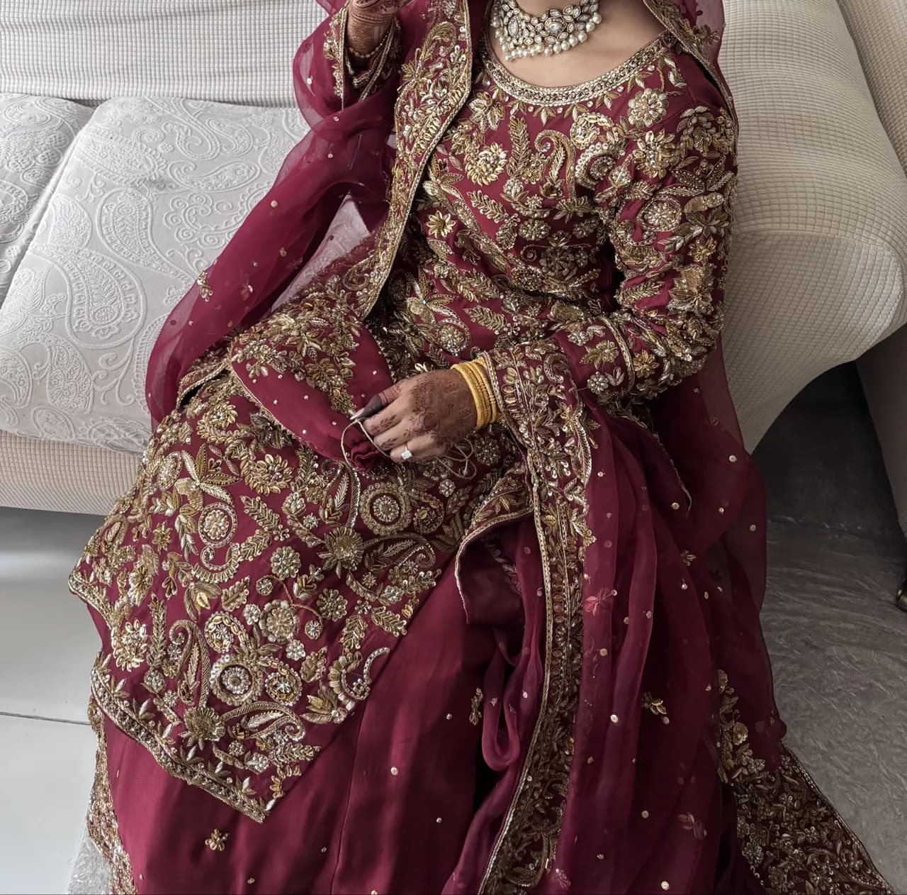 Red bridal lengha — image 1