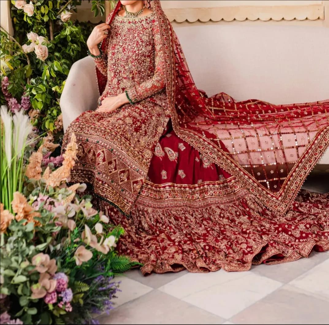 Stunning red bridal lehenga — image 1
