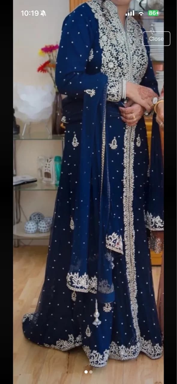 Royal blue wedding maxi dress with small trail — image 1
