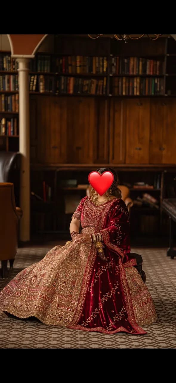 Deep Red Bridal Lengha - heavy work — image 1
