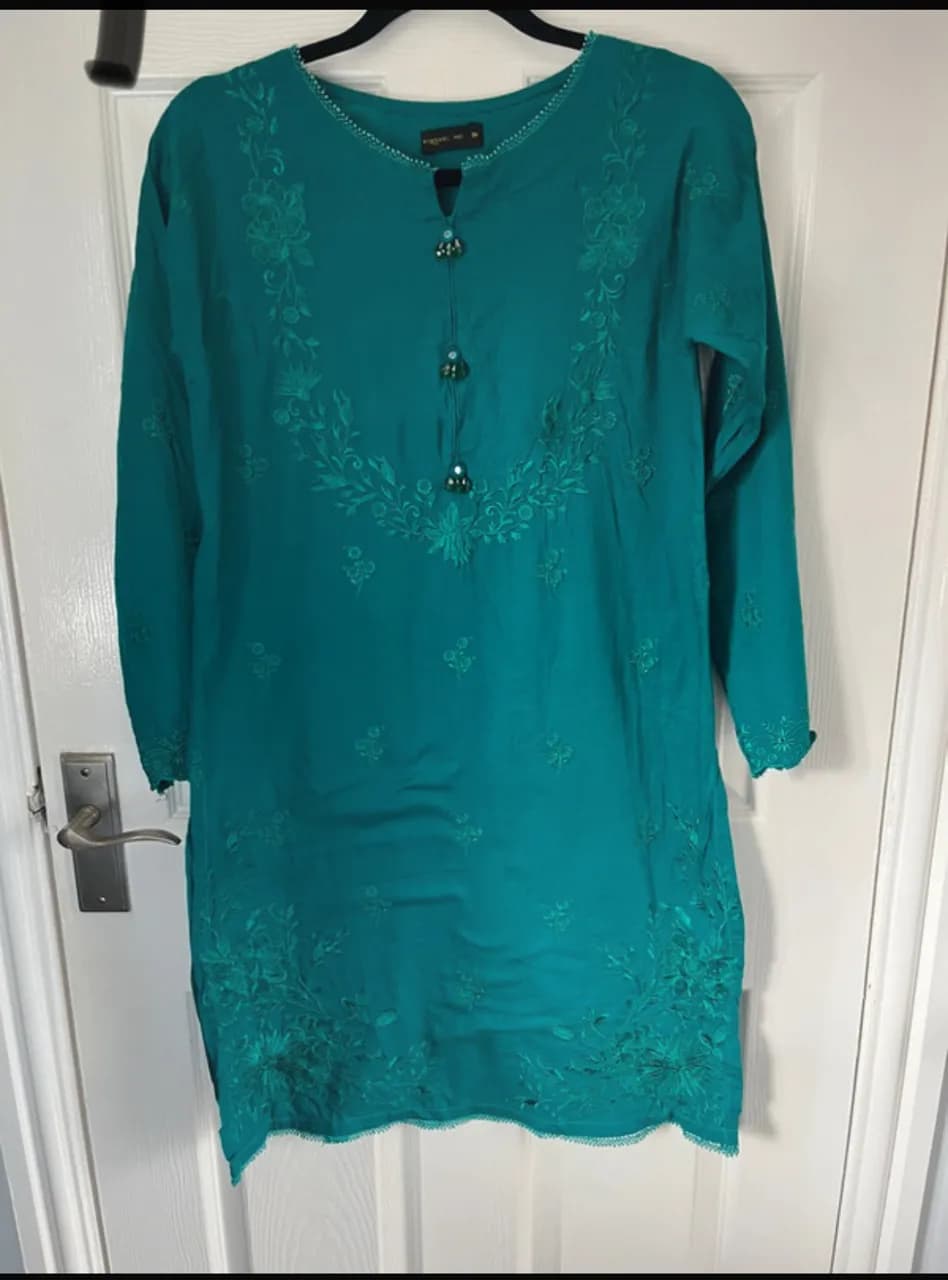 Zaib sea green embroidery outfit