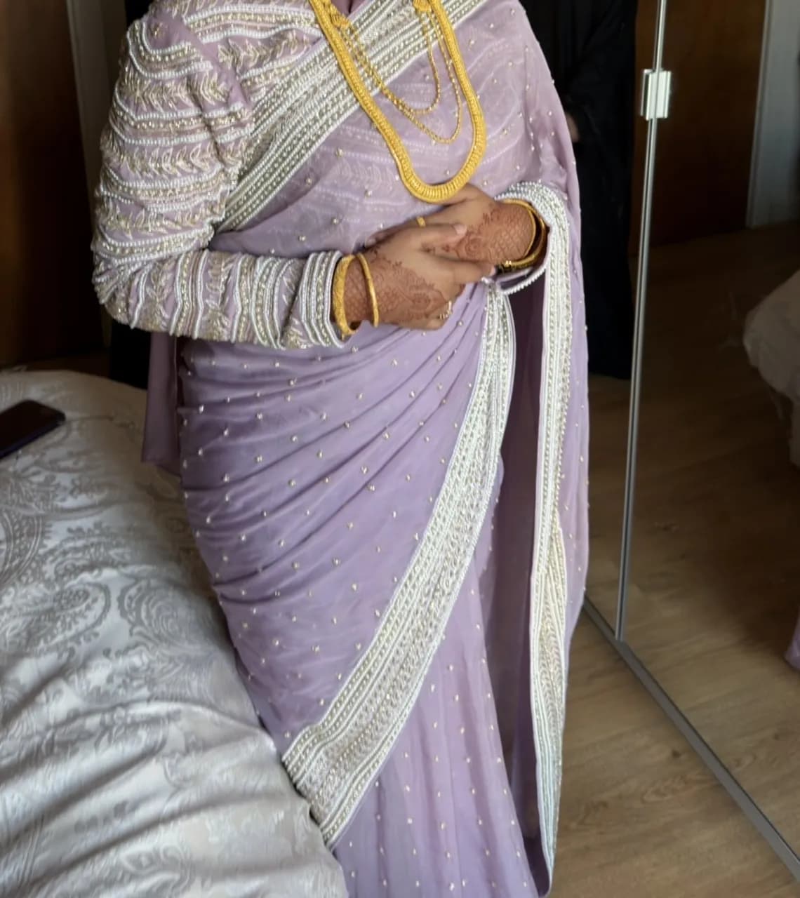 Lilac pearl saree — image 1