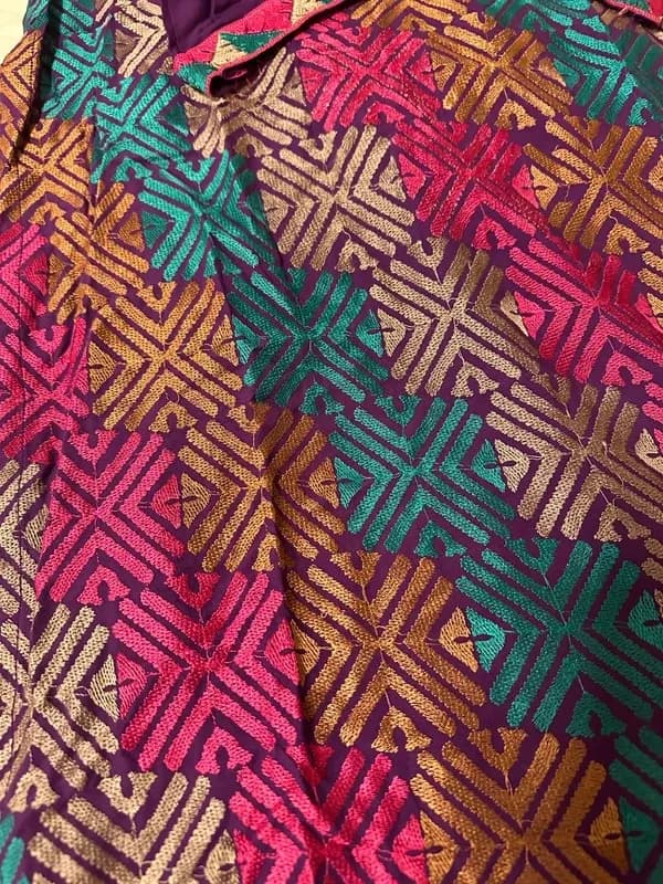 Large coloured embroidered long kurta — image 1