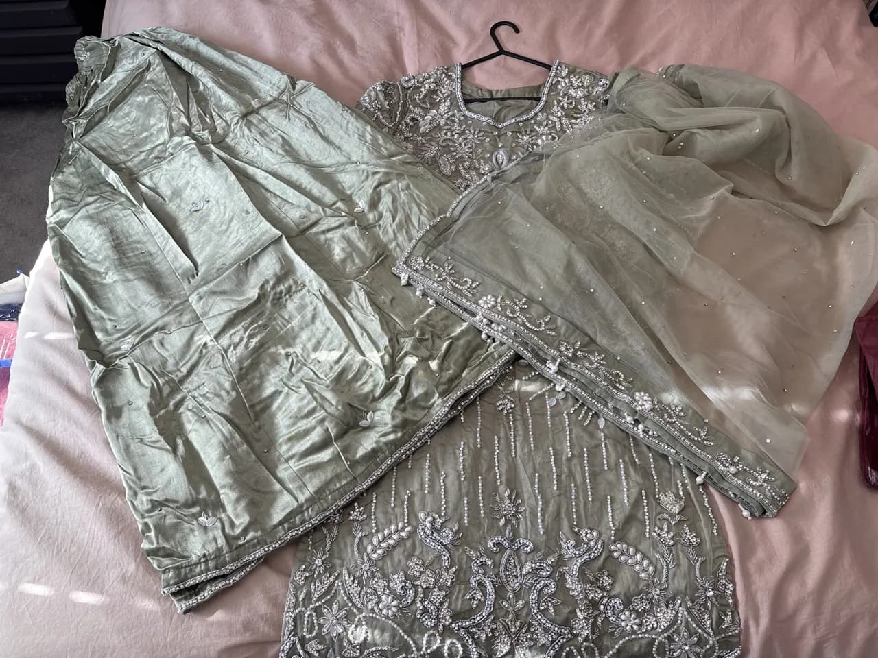 Party outfit- 3 piece silk sharara — image 1