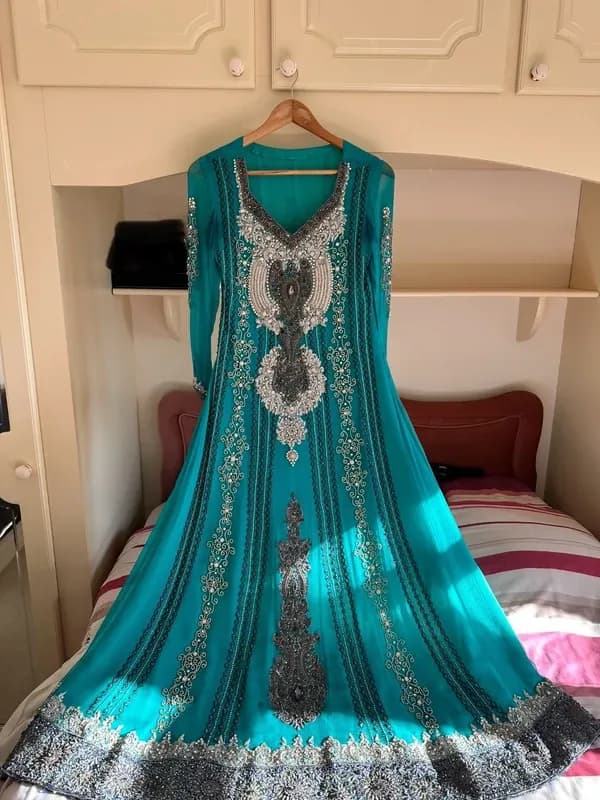 3 Piece Embroidered Asian Party Dress — image 1
