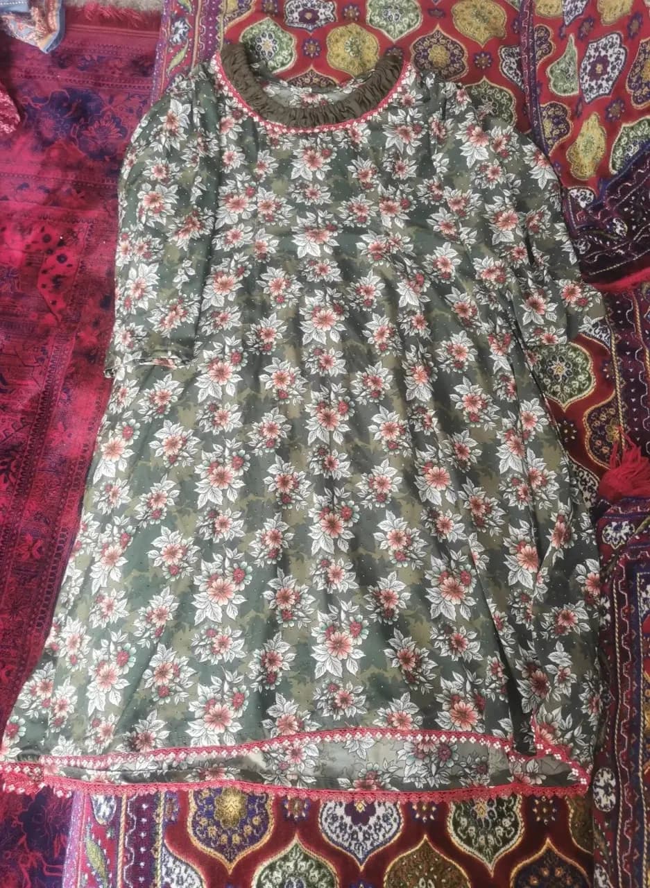 Green flower floral dress — image 1