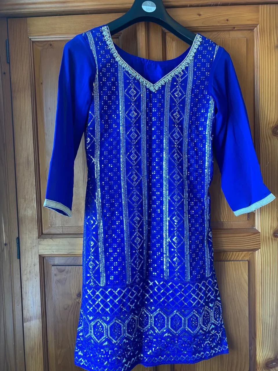 Royal Blue Sequin Embellished Kameez (Palazzo pants) - OBO — image 1